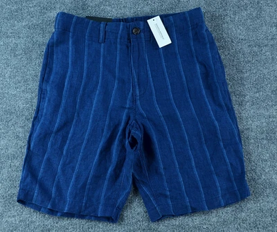 Banana Republic Shorts Mens 29 Aiden Linen 100% Linen Striped Blue NWT - Image 1 of 4