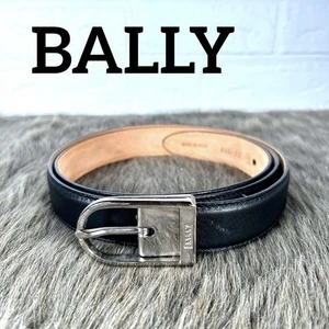 BALLY Leather Belt Black Silver Metal T177 Used - Picture 1 of 6