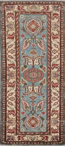 Hellblau Kazak Läufer Teppich 2x6 Handgeknüpft Wolle Orientteppich Pakistanisch Carpet - Bild 1 von 19