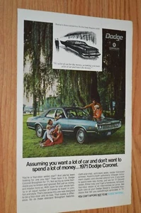 1971 DODGE CORONET ORIGINAL VINTAGE ADVERTISEMENT PRINT AD-71 - Picture 1 of 1