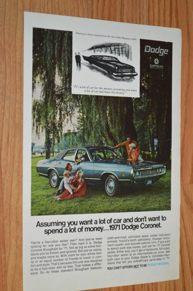 Dodge Coronet 1971 original vintage anuncio impreso anuncio-71 Foto 1 de 1