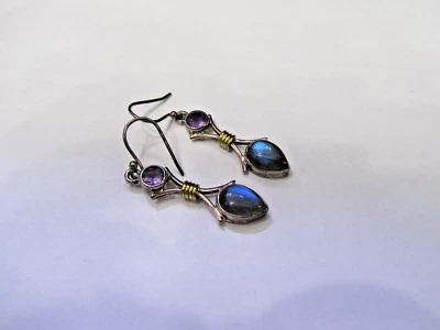 Pendientes de labradorita de plata de ley 925 para mujer Foto 1 de 4