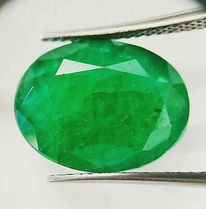 Natural Emerald 8.80Cts Untreated Certified Zambian Oval Loose Gemstone - Picture 1 of 6