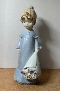 "Estatuilla de niña flor temprana Enesco Kinka etiqueta de papel japonesa 8,78 de alto" - Imagen 1 de 14