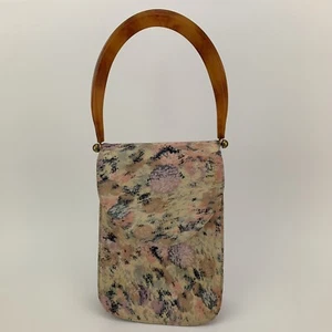 Coret Vintage Purse 1940s Lucite Evening Bag Cocktail Pastel Floral Wedding Prom - Picture 1 of 21