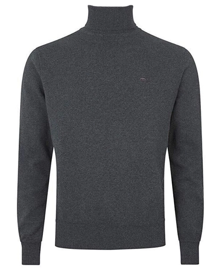 Jersey fino de golf con cuello redondo de algodón tejido fino Merc London para hombre - gris oscuro Foto 1 de 2