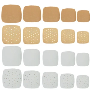 100 PCS Air Fryer Liners Perforated Parchment Paper Square Non-Sticky Baking - Picture 1 of 44