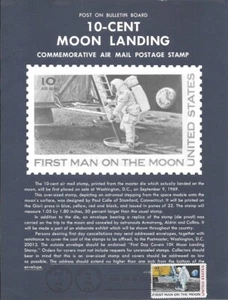 #C76 10c Moon Landing Stamp Poster - Unofficial Souvenir Page Flat HC - Picture 1 of 1