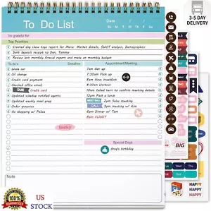 To Do List Notepad, Spiral Bound Undated Daily Planner, 52 Sheets 8.5" X 10.5" T - Picture 1 of 8