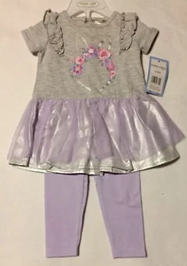Cutie Pie Girls 2-Piece Outfit, Size 6-9 Months, Gray & Pale Purple, Tulle, NWT - Picture 1 of 2