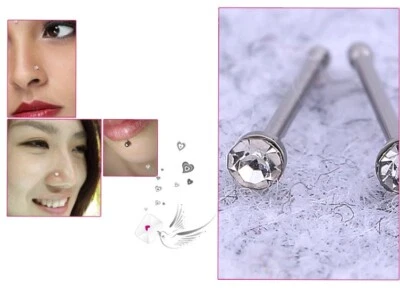 Chirurgico Argento Naso Borchie Cristallo Gemma Barretta Corpo Strass 3mm - 40 - Immagine 1 di 4
