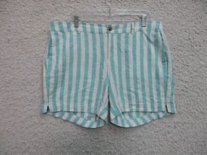 Old Navy Shorts 14 Womens Regular Size Blue Striped Everyday Short Linen Rayon - Picture 1 of 9