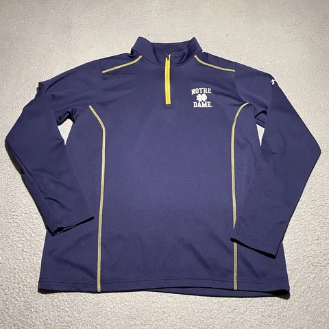Notre Dame Under Armour Quarter Zip Long Sleeve Sweatshirt Mens XL Loose Blue Cover