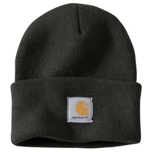 Carhartt Men's Knit Beanie Black One Size Winter Hat Fold-Up Style - Picture 1 of 5