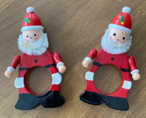 Set of 2 Vintage Christmas Santa Napkin rings - Picture 1 of 2