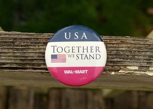 Wal-Mart USA Together We Stand American Flag 2 1/4" Metal Pin Pinback Button - Picture 1 of 2