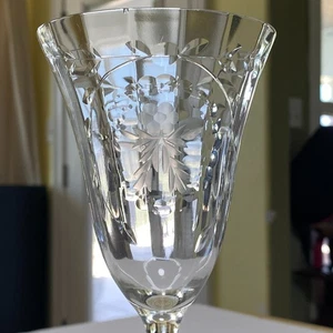Pair Rogaska Gallia Wine Glasses | VTG Etched Floral European Crystal | Luxury - Picture 1 of 12