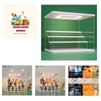 Clear Acrylic Display Case Stand with LED Light 2/3/4/5/6 Tier Storage Box Sh... - Image 1 of 4
