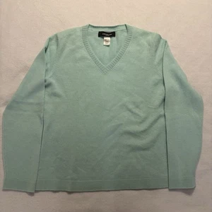 Jones New York Sweater Women's M Blue 100% Cashmere V-Neck Pullover Long Sleeve - Picture 1 of 7