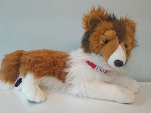 FAO Schwarz Collie Dog  Plush Stuffed Animal  Large Long hair Laying Pettable - Picture 1 of 14