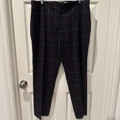 Tommy Hilfiger Plaid Trousers Pants Black Red Windowpane Straight Women’s 16 - Image 1 of 4