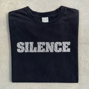 Y2K Rogue Status SILENCE Black/White Distressed Skate Tee Size XL - Picture 1 of 9