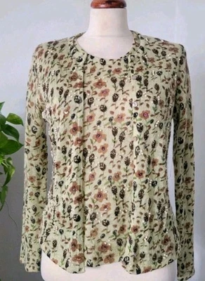 Vintage Etcetera Floral Beaded Mohair Twinset Whimsical Fairycore Large — 第 1/4 张图片