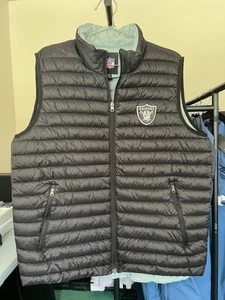 Raiders Football Full Zip Puffer Vest G3 GIII Nylon Black Mens XL - Picture 1 of 5