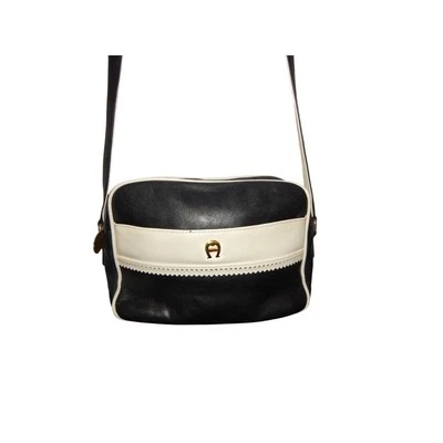 Correa Bandolera Etienne Aigner Vintage Cuero Azul Marino Blanco  Foto 1 de 4