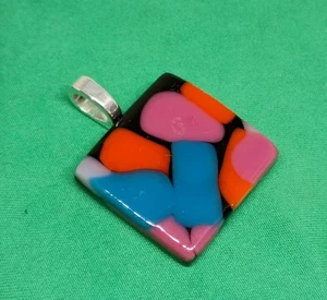 Hand Crafted Fused Glass Pendant W/Chain #1248 - Picture 1 of 4