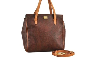 echt Etro Paisley 2-Wege Schultertasche Handtasche PVC Leder bordeauxrot 8387M - Bild 1 von 10