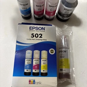 Original Epson T502 EcoTank Tintenflaschen C/Y/M, Kombipack plus Extras - Bild 1 von 4