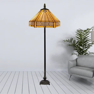 Stained Glass Tiffany Floor Lamp Hexagonal Style Bedroom Home Living Bed Room - Picture 1 of 11