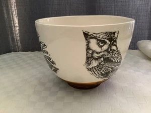 Laura Zinder Keramik Vermont Kreischen Eule und Tannenzapfen 5 1/4" Schüssel - Bild 1 von 13