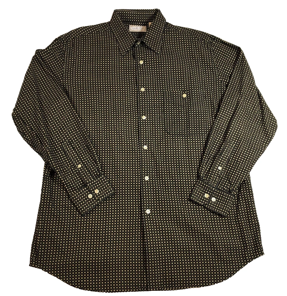 Camisa Murano Para Hombre Talla L Marrón Dorado Cuadros Abotonada Manga Larga Cuello Bolsillos Foto 1 de 4