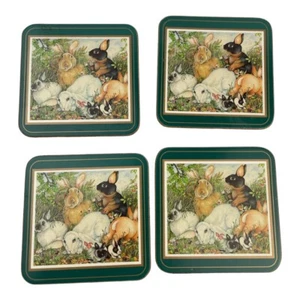 Vintage 4er Set Korkboden Untersetzer Pimpernel Hase Kaninchen Landhaus Kern Botanisch - Bild 1 von 4