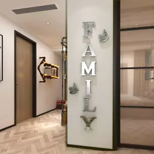 Family Wall Decor Acrylic Mirror Letter Signs Wall Stickers for Living Room Bedr - Picture 1 of 12