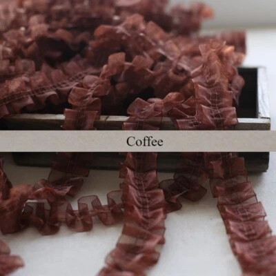 10 Yard DIY Pleated Organza Lace Trim Sew Mesh Edging Accessories Dress Material - Image 1 of 4