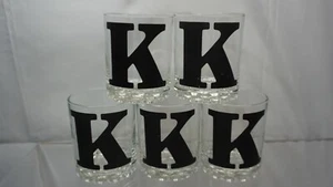 Set of 5 “K” Monogrammed Whiskey or Drinking Glasses - Picture 1 of 9