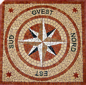 Rosoni rose rose mosaic in marble, rose of the winds with scripts cod 14 cm 100x100  - Picture 1 of 1
