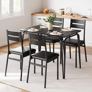 Dining Table 5 Piece Kitchen & Dining Room Sets for Small Space Table & 4 Chair - Picture 1 of 9