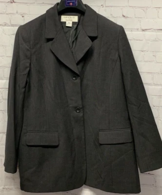 Saville Nordstrom Blazer Women's Jacket Suit Separate Size 14 Charcoal 2-Button - Image 1 of 4