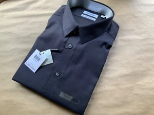 Calvin Klein Dress Shirt Men's 16.5-34/35 Black Slim Fit 100% Cotton - Picture 1 of 3