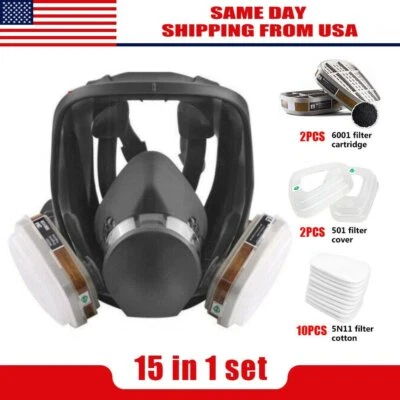 Full Face Gas Mask Facepiece Respirator For Painting Spraying 15 in 1 6800 SET - Image 1 of 4