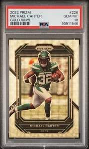 Michael Carter 2022 Panini Prizm Gold Vinyl SP /5 PSA 10 (Pop 1) #226 Jets - Picture 1 of 2