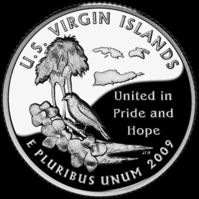 2009 S US Virgin Islands 90% SILVER Deep Cameo "PROOF" Territory Quarter Mint  - Image 1 of 3