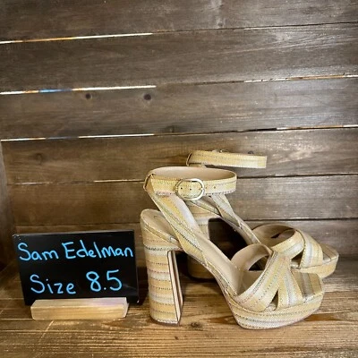 New Womens Sam Edelman Kayna Weave Brown Open Toe Heels Sandals Shoes Size 8.5 M - Image 1 of 4