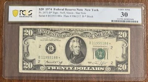 $20 1974 FEDERAL RESERVE NOTE NEW YORK PCGS 30 FR.2071-B* STAR NOTE - Picture 1 of 2