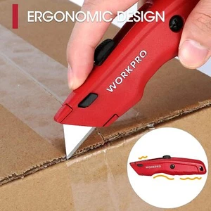 Rot Profi-Cuttermesser Teppichmesser aus Vollmetall+10 zusätzlichen Klingen - Bild 1 von 7