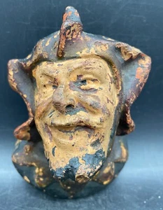 Antiguo bufón colgante de pared soporte de fósforo golpeador pintura original ROJ - Imagen 1 de 12